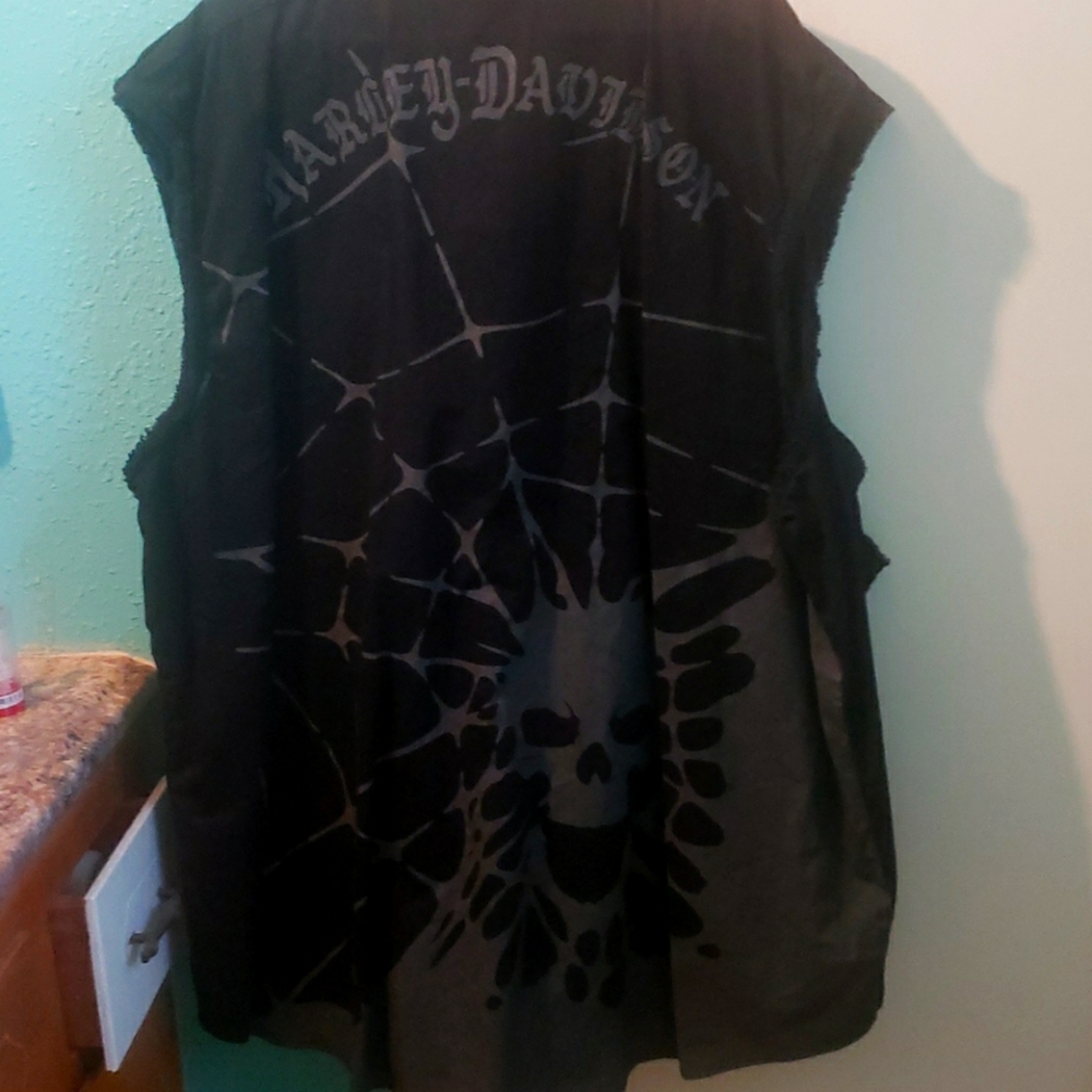5XL black Harley Davidson sleevelsnap button shirt